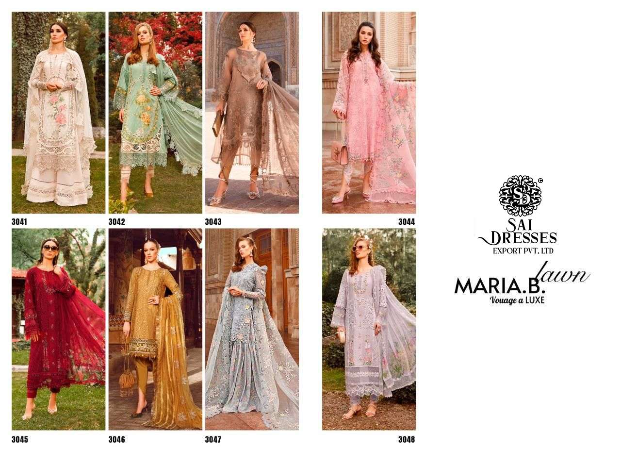SAI DRESSES PRESENT MARIA B LAWN VOUAGE A LUXE PAKISTANI DESIGNER SUITS IN WHOLESALE RATE IN SURAT