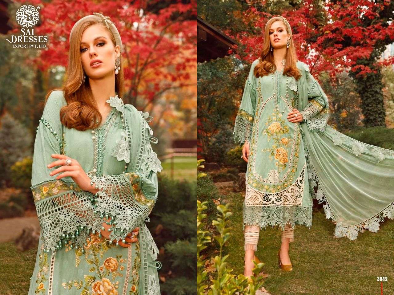 SAI DRESSES PRESENT MARIA B LAWN VOUAGE A LUXE PAKISTANI DESIGNER SUITS IN WHOLESALE RATE IN SURAT