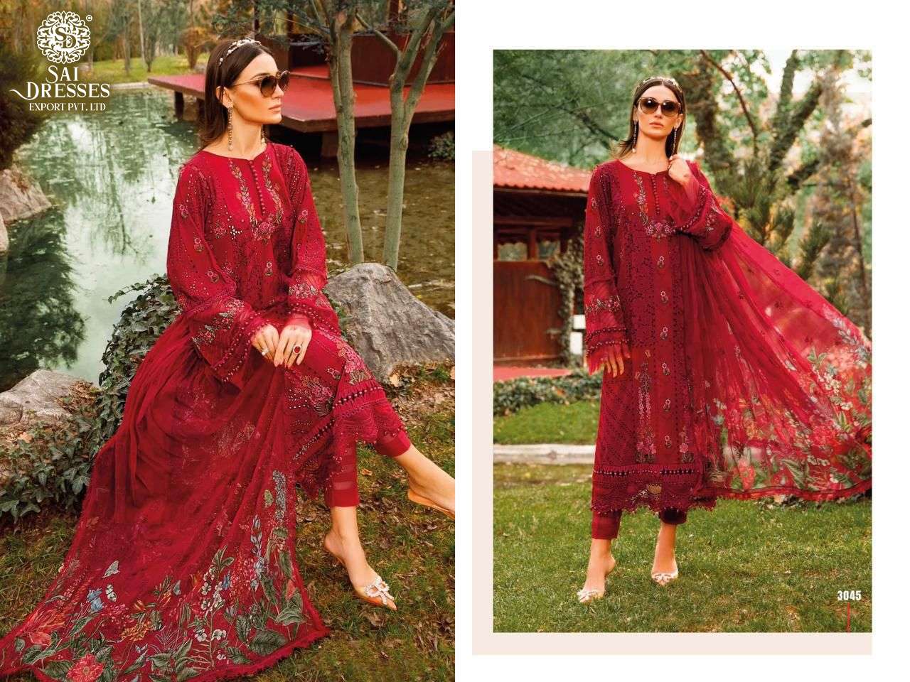 SAI DRESSES PRESENT MARIA B LAWN VOUAGE A LUXE PAKISTANI DESIGNER SUITS IN WHOLESALE RATE IN SURAT