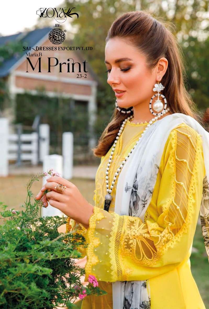 SAI DRESSES PRESENT MARIA B M PRINT 23 - 2 BEAUTIFUL SUMMER WEAR PAKISTANI DESIGNER SALWAR SUITS IN WHOLESALE RATE IN SURAT