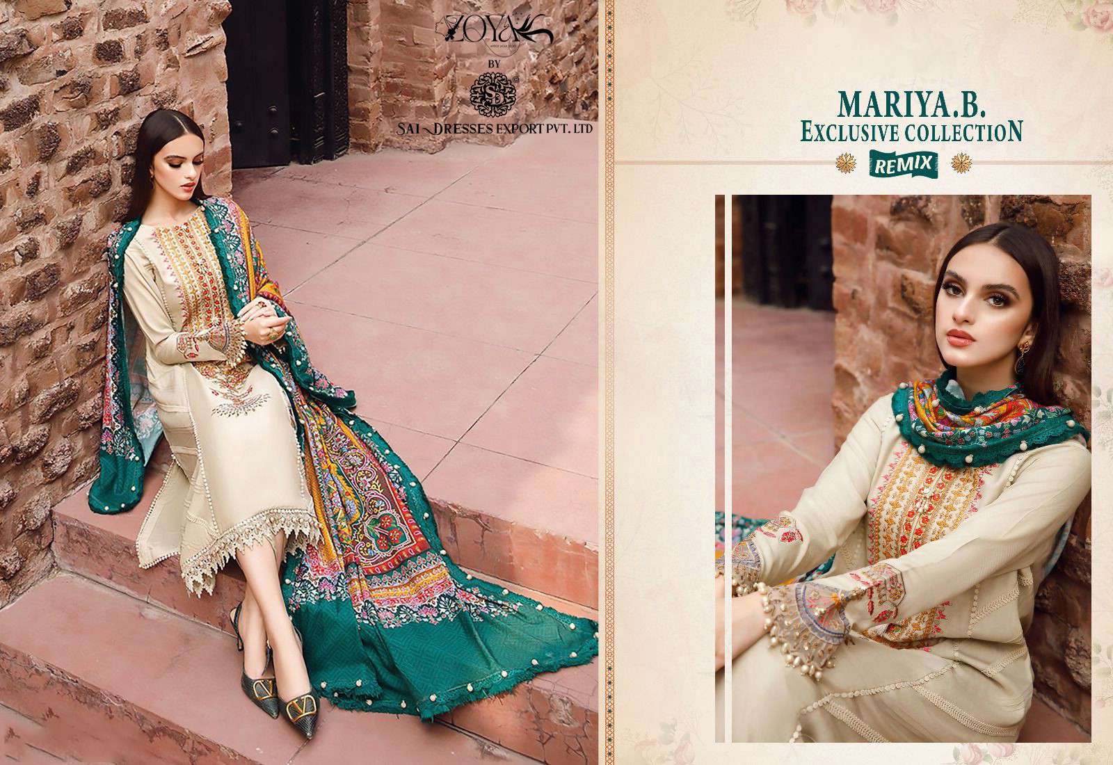 SAI DRESSES PRESENT MARIYA B EXCLUSIVE COLLECTION REMIX KASMIRI SELF EMBROIDERED PAKISTANI DESIGNER SUITS IN WHOLESALE RATE IN SURAT