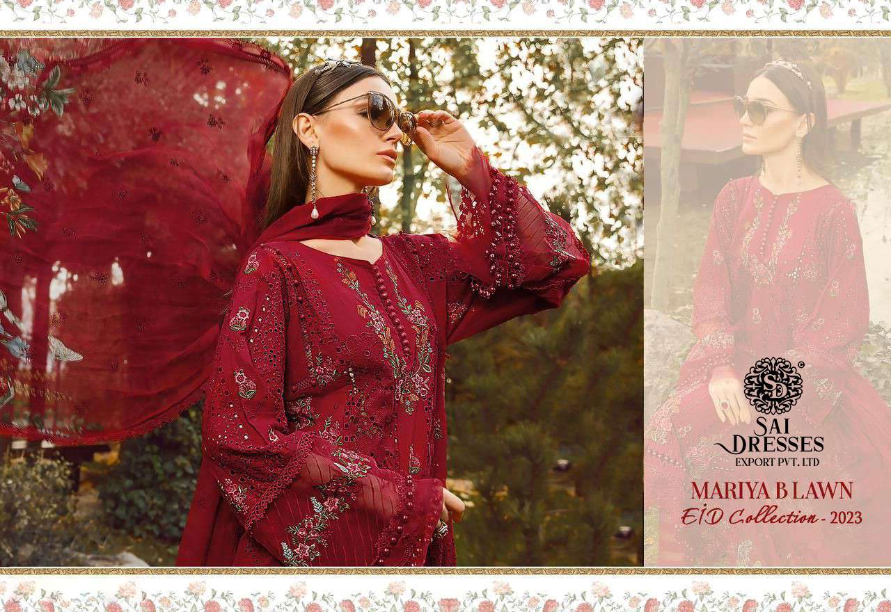 SAI DRESSES PRESENT MARIYA B LAWN EID COLLECTION 2023 SUMMER WEAR PAKISTANI DESIGNER SUITS IN WHOLESALE RATE IN SURAT