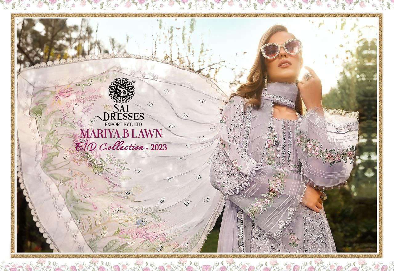SAI DRESSES PRESENT MARIYA B LAWN EID COLLECTION 2023 SUMMER WEAR PAKISTANI DESIGNER SUITS IN WHOLESALE RATE IN SURAT