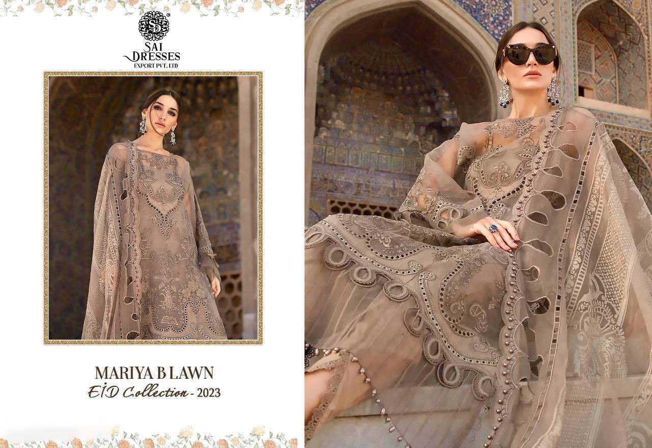SAI DRESSES PRESENT MARIYA B LAWN EID COLLECTION 2023 SUMMER WEAR PAKISTANI DESIGNER SUITS IN WHOLESALE RATE IN SURAT