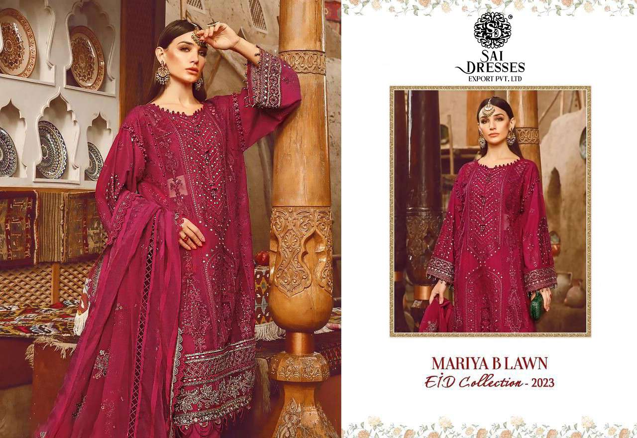 SAI DRESSES PRESENT MARIYA B LAWN EID COLLECTION 2023 SUMMER WEAR PAKISTANI DESIGNER SUITS IN WHOLESALE RATE IN SURAT