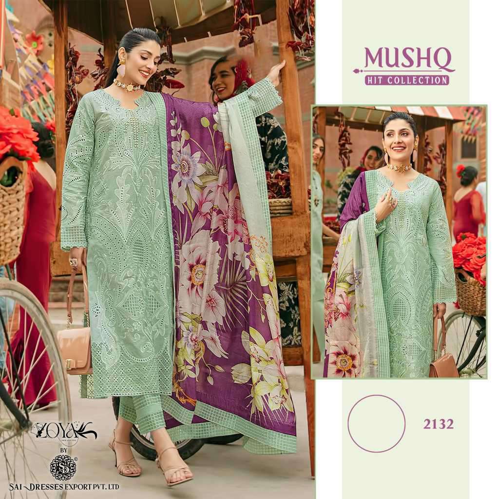 SAI DRESSES PRESENT MUSHQ HIT COLLECTION SUMMER WEAR HEAVY SELF EMBROIDERED PAKISTANI SALWAR SUITS IN WHOLESALE RATE IN SURAT