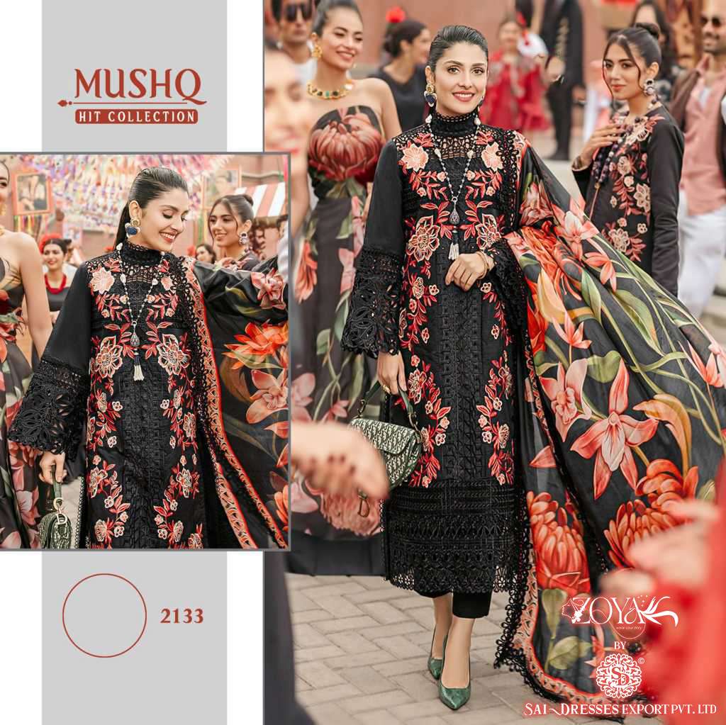 SAI DRESSES PRESENT MUSHQ HIT COLLECTION SUMMER WEAR HEAVY SELF EMBROIDERED PAKISTANI SALWAR SUITS IN WHOLESALE RATE IN SURAT