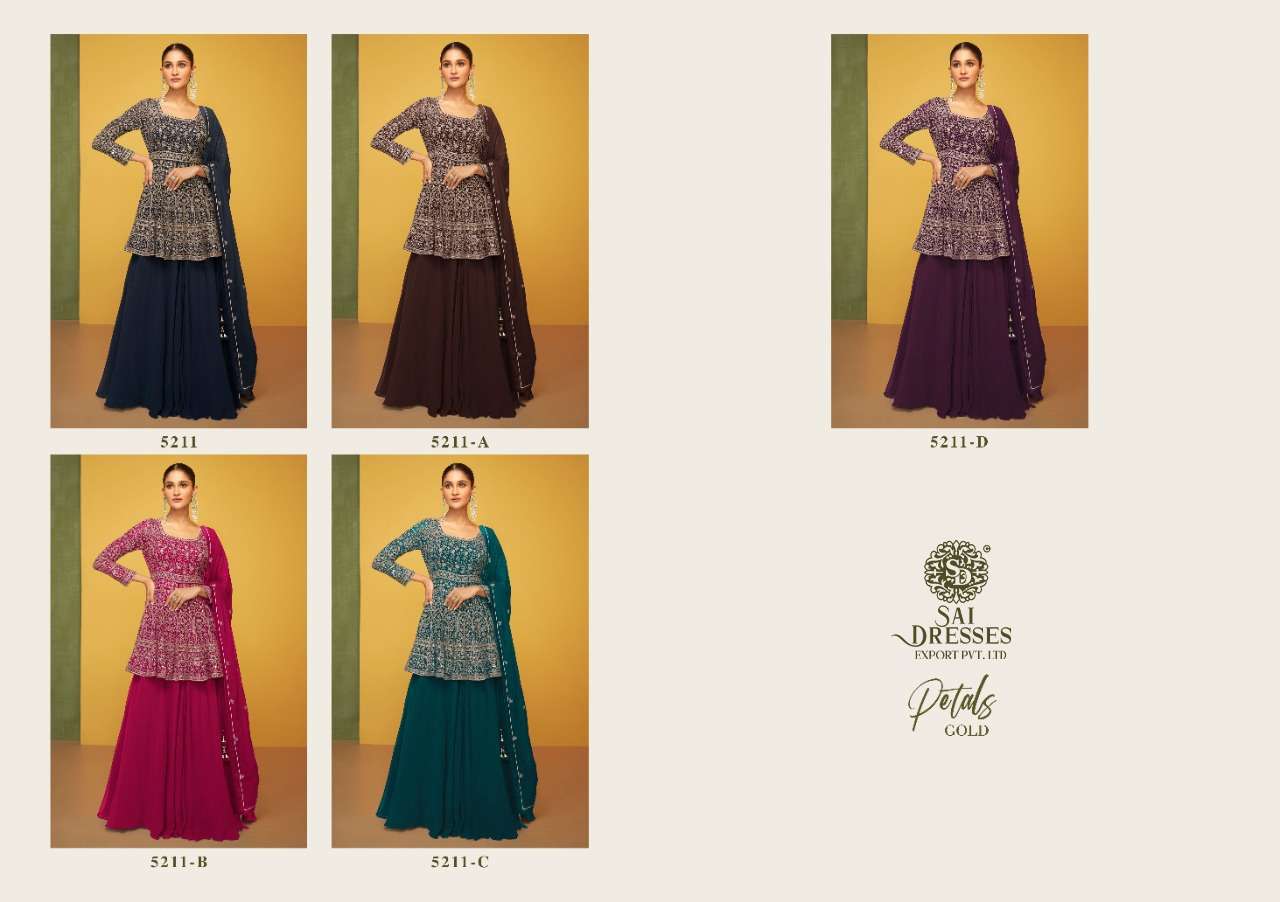 SAI DRESSES PRESENT PETALS GOLD READYMADE WEDDING WEAR DESIGNER SUITS IN WHOLESALE RATE IN SURAT