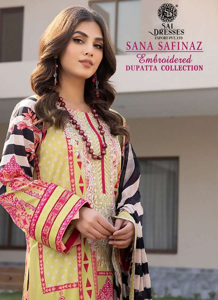 SAI DRESSES PRESENT SANA SAFINAZ EMBROIDERED DUPATTA COLLECTION SUMMER WEAR FANCY PAKISTANI SALWAR SUITS IN WHOLESALE RATE IN SURAT