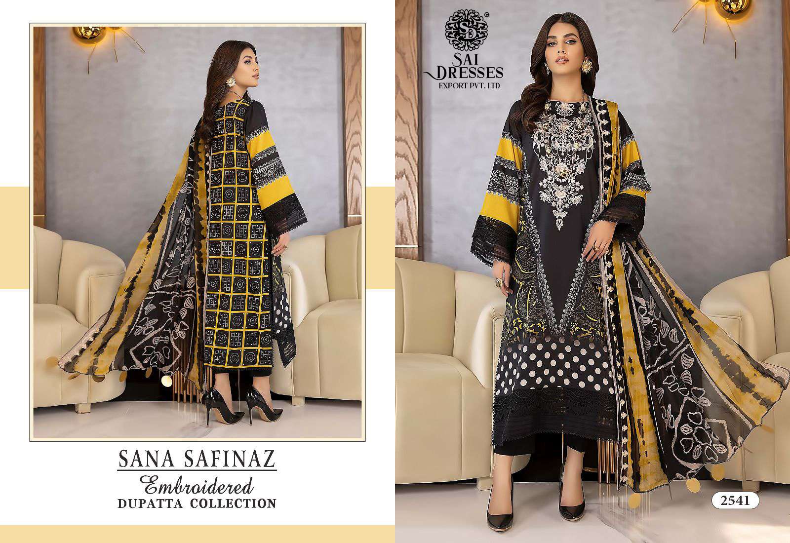 SAI DRESSES PRESENT SANA SAFINAZ EMBROIDERED DUPATTA COLLECTION SUMMER WEAR FANCY PAKISTANI SALWAR SUITS IN WHOLESALE RATE IN SURAT
