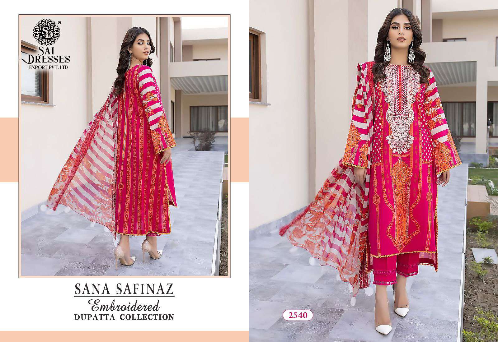 SAI DRESSES PRESENT SANA SAFINAZ EMBROIDERED DUPATTA COLLECTION SUMMER WEAR FANCY PAKISTANI SALWAR SUITS IN WHOLESALE RATE IN SURAT