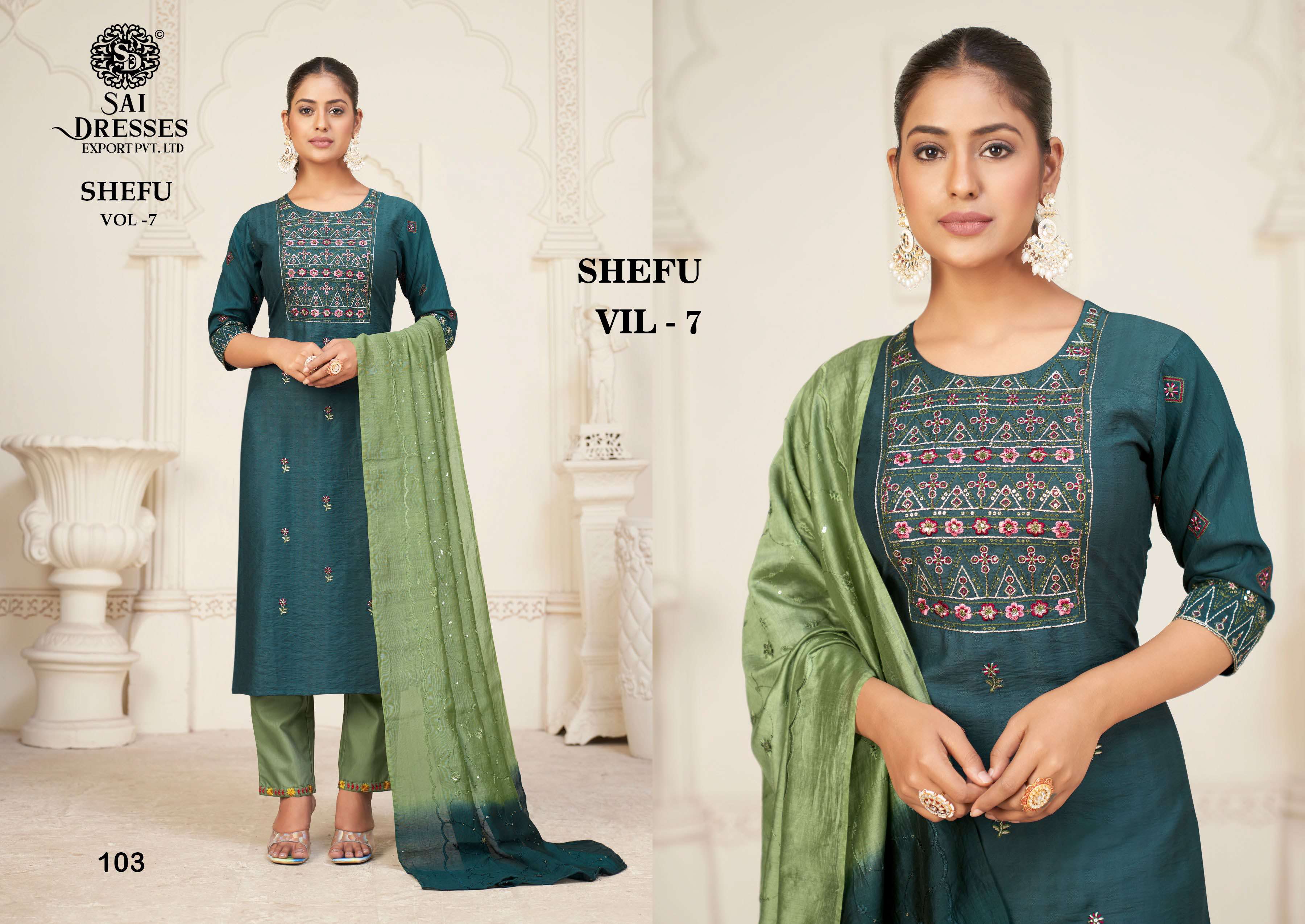 SAI DRESSES PRESENT SHEFU VOL 7 READY TO FANCT WEAR PANT STYLE DESIGNER COLLECTION IN WHOLESALE RATE IN SURAT