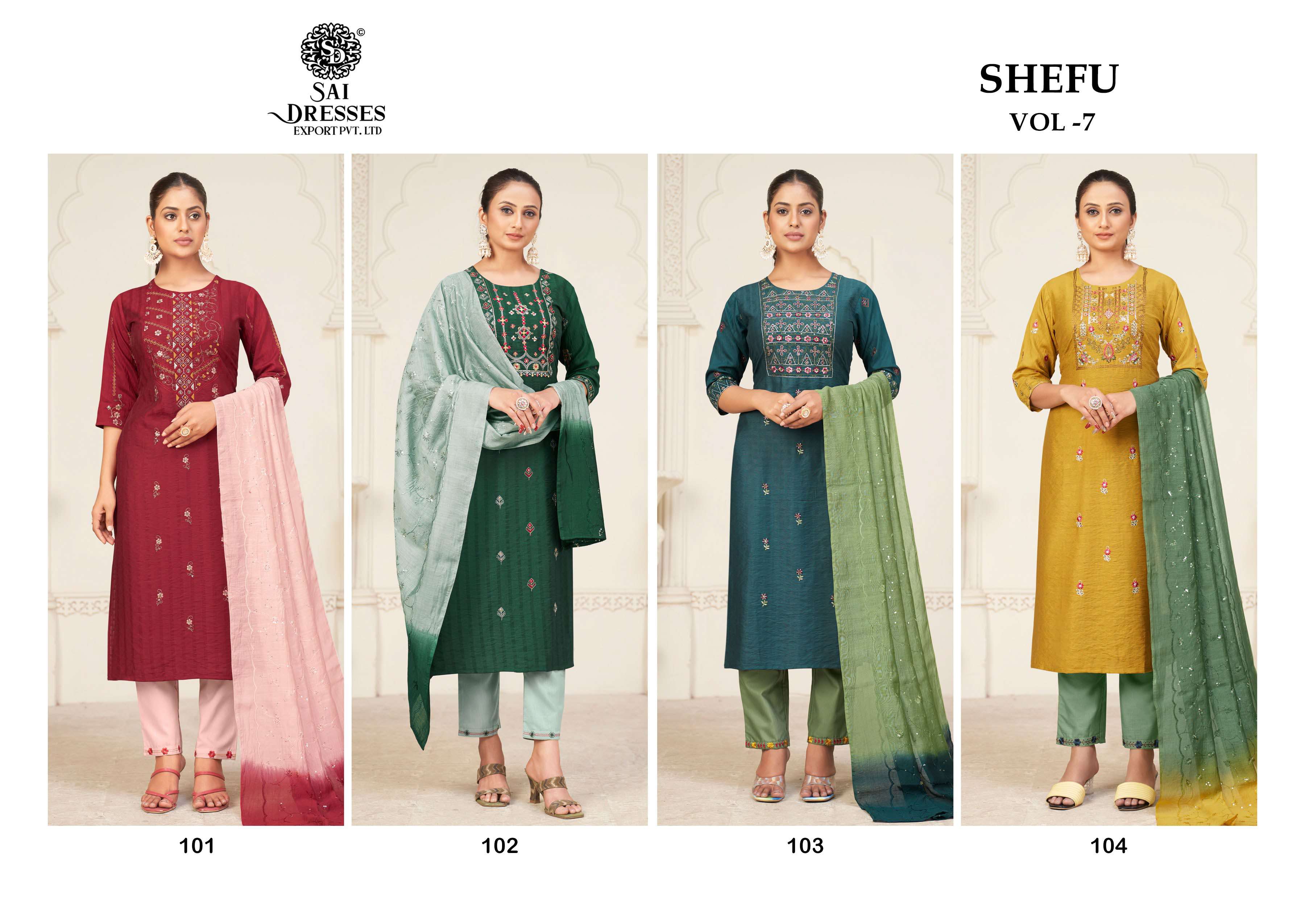 SAI DRESSES PRESENT SHEFU VOL 7 READY TO FANCT WEAR PANT STYLE DESIGNER COLLECTION IN WHOLESALE RATE IN SURAT