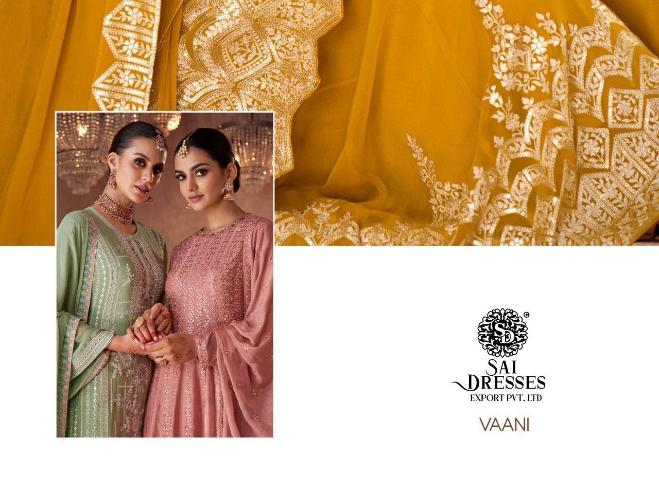 SAI DRESSES PRESENT VAANI READY MADE WEDDING WEAR PLAZZO STYLE DESIGNER SUITS IN WHOLESALE RATE IN SURAT 