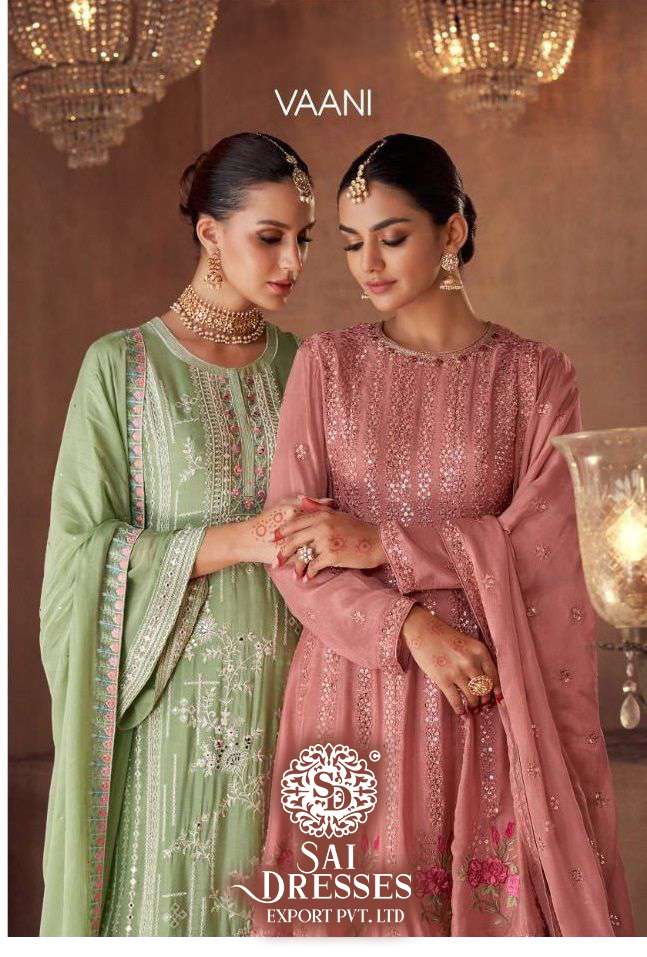 SAI DRESSES PRESENT VAANI READY MADE WEDDING WEAR PLAZZO STYLE DESIGNER SUITS IN WHOLESALE RATE IN SURAT 