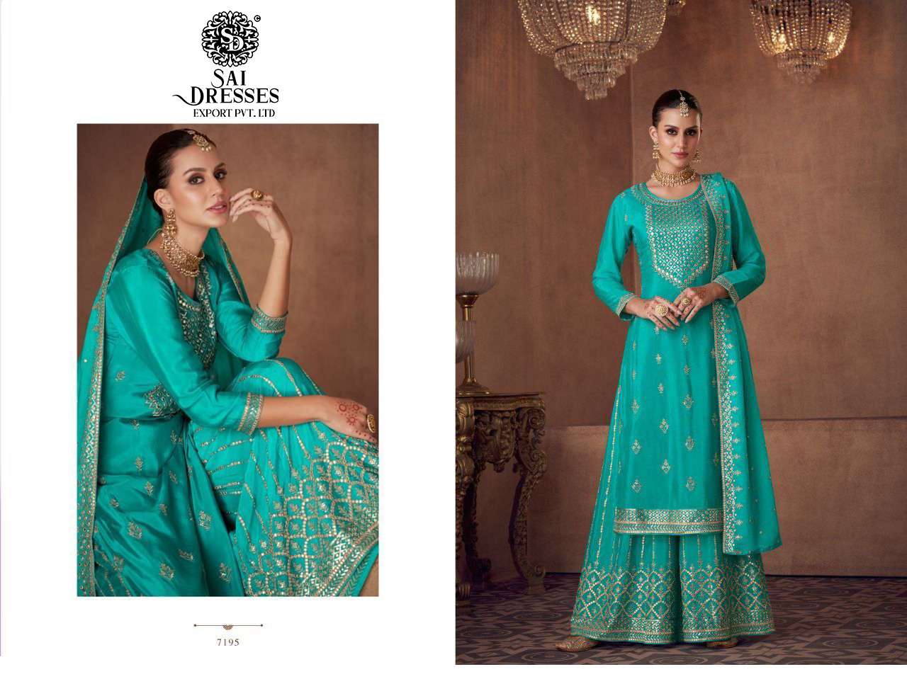 SAI DRESSES PRESENT VAANI READY MADE WEDDING WEAR PLAZZO STYLE DESIGNER SUITS IN WHOLESALE RATE IN SURAT 