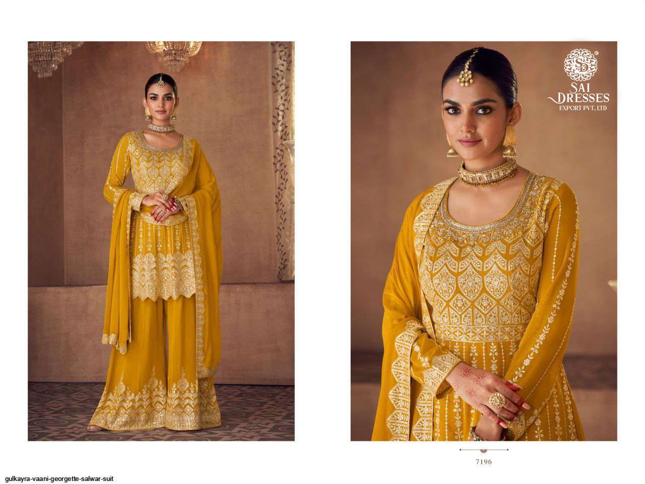 SAI DRESSES PRESENT VAANI READY MADE WEDDING WEAR PLAZZO STYLE DESIGNER SUITS IN WHOLESALE RATE IN SURAT 
