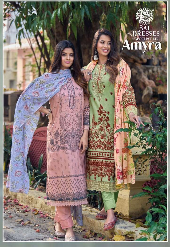 SAI DRESSES PRESENT AMYRA SUMMER WEAR COTTON EMBROIDERED SALWAR SUITS IN WHOLESALE RATE IN SURAT
