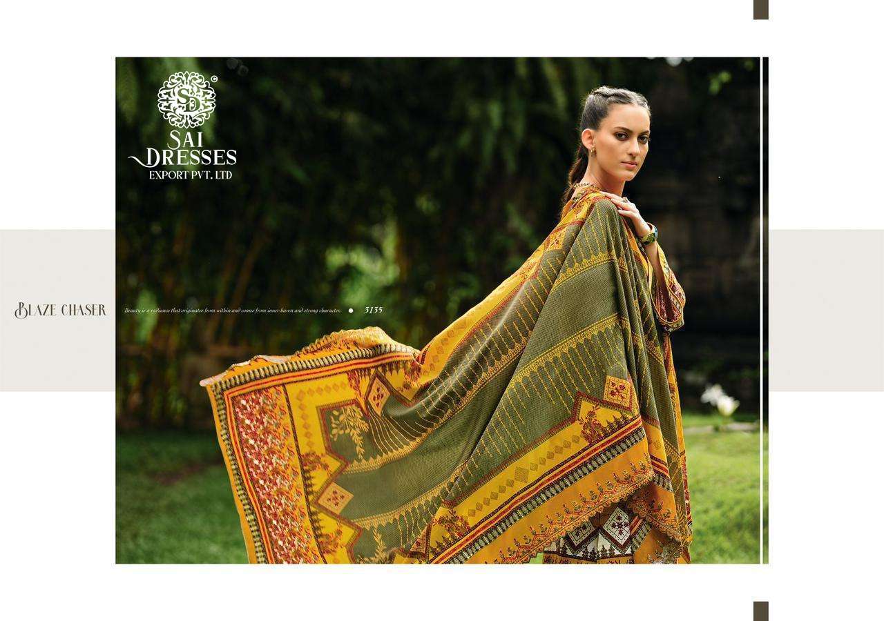 SAI DRESSES PRESENT BIN SAEED LAWN COLLECTION VOL 3 SUMMER WEAR PURE COTTON SELF EMBROIDERED PAKISTANI DESIGNER SUITS IN WHOLESALE RATE IN SURAT