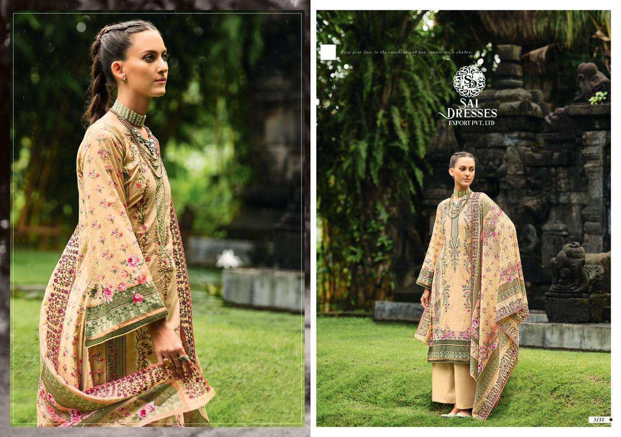 SAI DRESSES PRESENT BIN SAEED LAWN COLLECTION VOL 3 SUMMER WEAR PURE COTTON SELF EMBROIDERED PAKISTANI DESIGNER SUITS IN WHOLESALE RATE IN SURAT