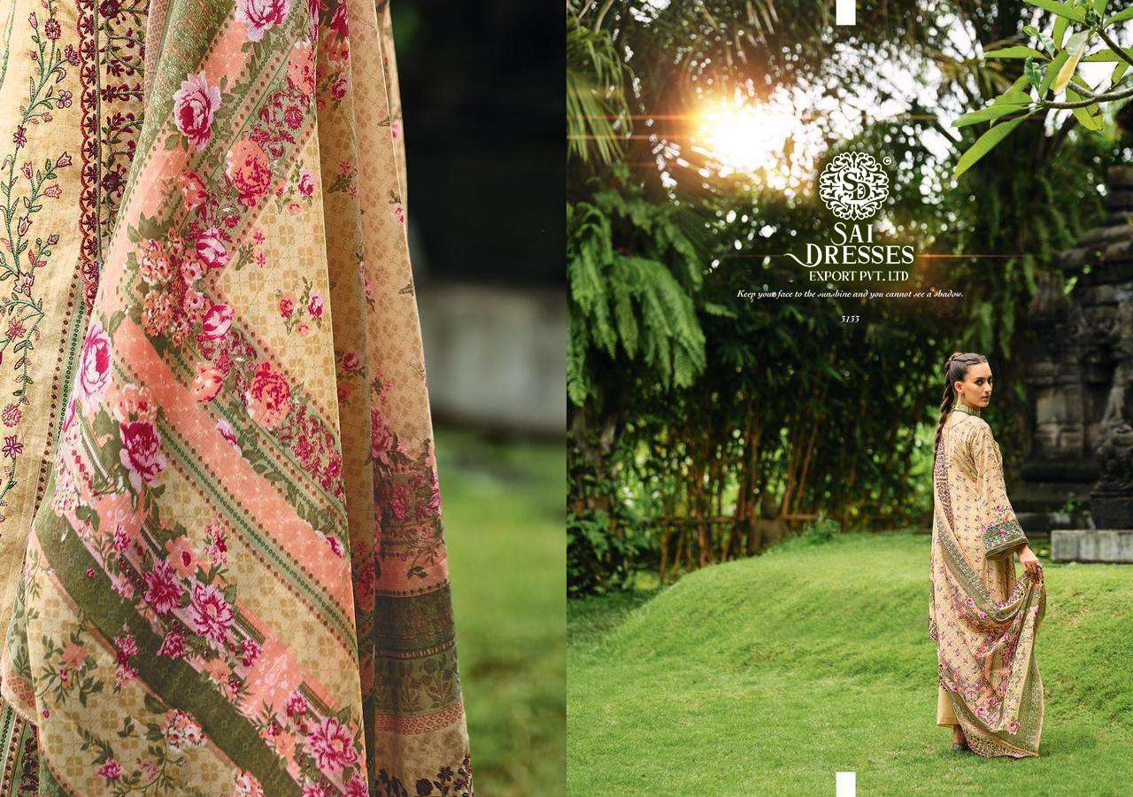 SAI DRESSES PRESENT BIN SAEED LAWN COLLECTION VOL 3 SUMMER WEAR PURE COTTON SELF EMBROIDERED PAKISTANI DESIGNER SUITS IN WHOLESALE RATE IN SURAT