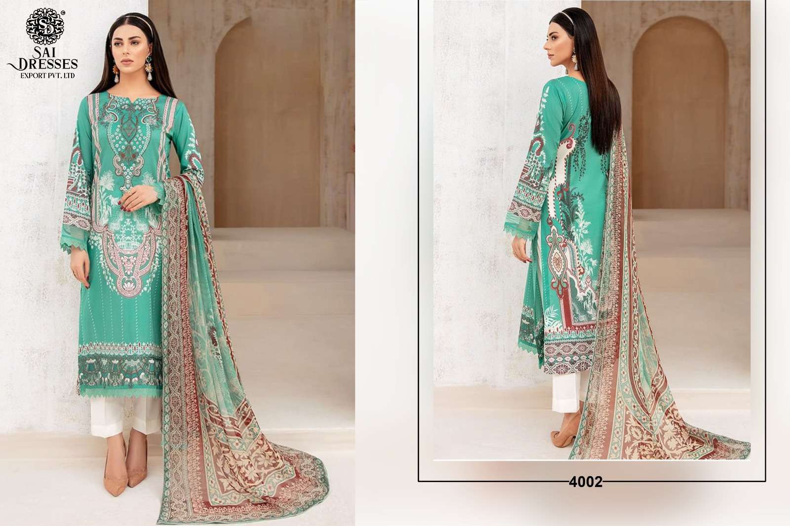 SAI DRESSES PRESENT CHEVERON LAWN VOL 4 PURE COTTON PATCH EMBROIDERED PAKISTANI DESIGNER SUITS IN WHOLESALE RATE IN SURAT