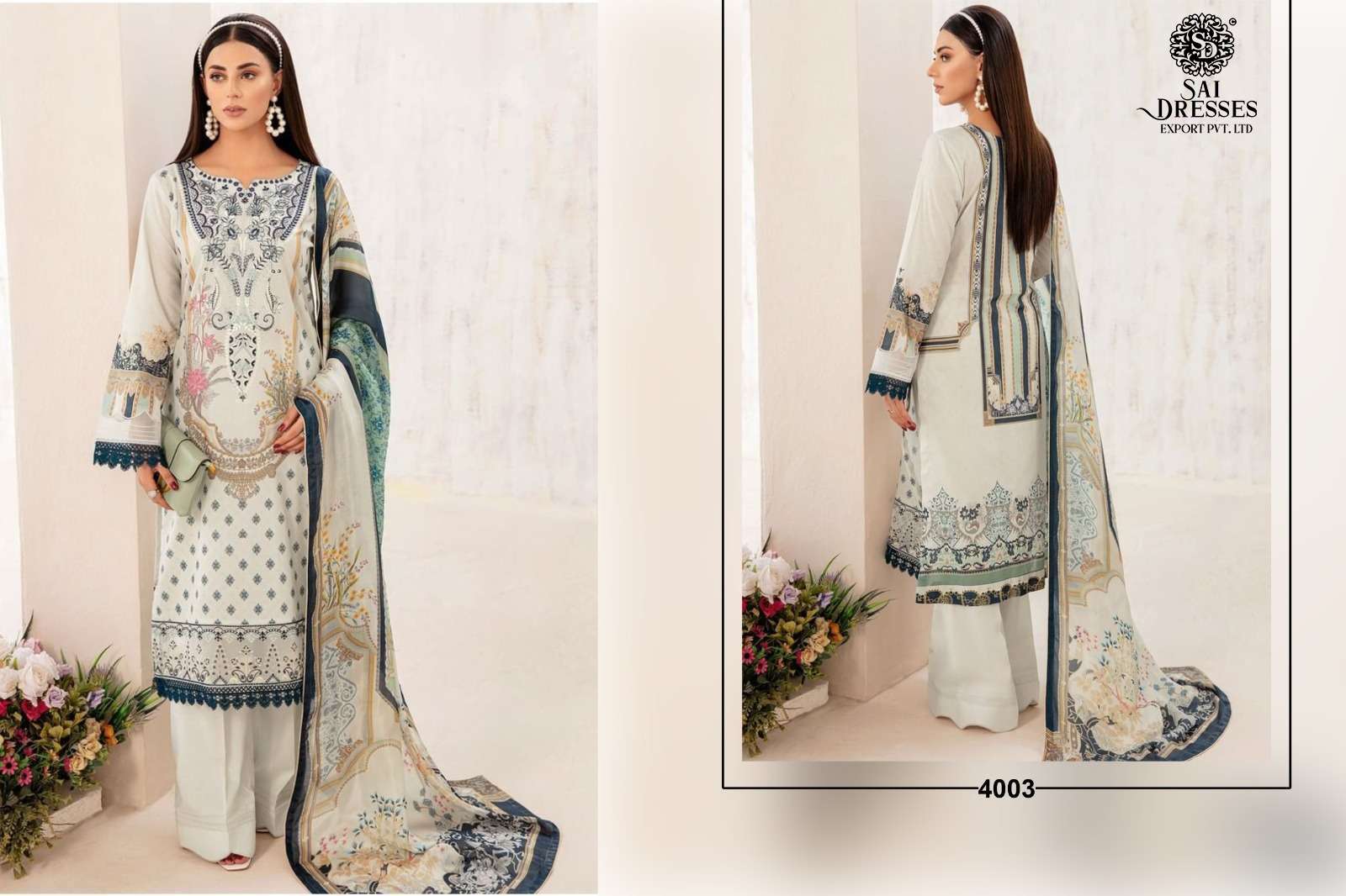 SAI DRESSES PRESENT CHEVERON LAWN VOL 4 PURE COTTON PATCH EMBROIDERED PAKISTANI DESIGNER SUITS IN WHOLESALE RATE IN SURAT