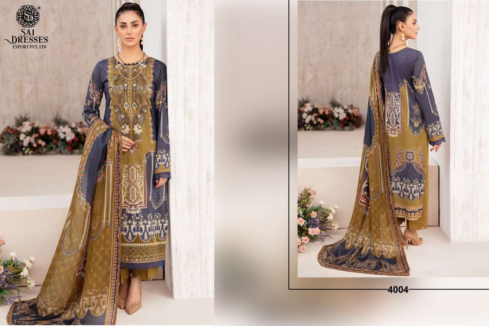 SAI DRESSES PRESENT CHEVERON LAWN VOL 4 PURE COTTON PATCH EMBROIDERED PAKISTANI DESIGNER SUITS IN WHOLESALE RATE IN SURAT