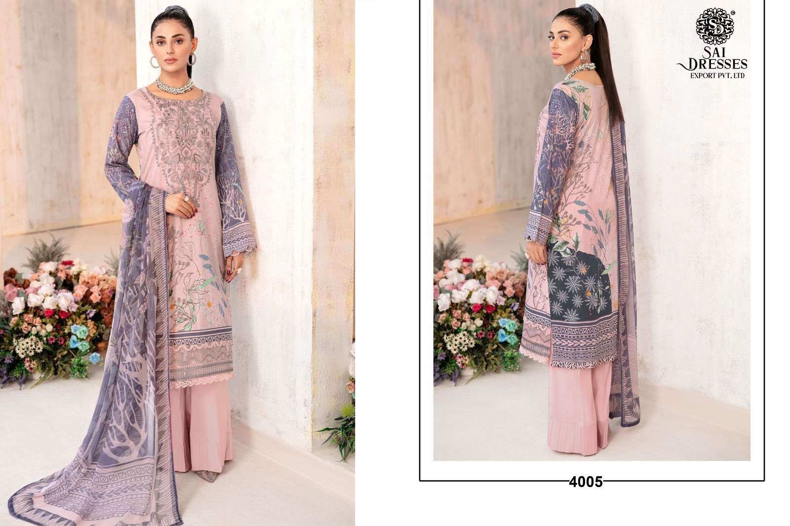 SAI DRESSES PRESENT CHEVERON LAWN VOL 4 PURE COTTON PATCH EMBROIDERED PAKISTANI DESIGNER SUITS IN WHOLESALE RATE IN SURAT