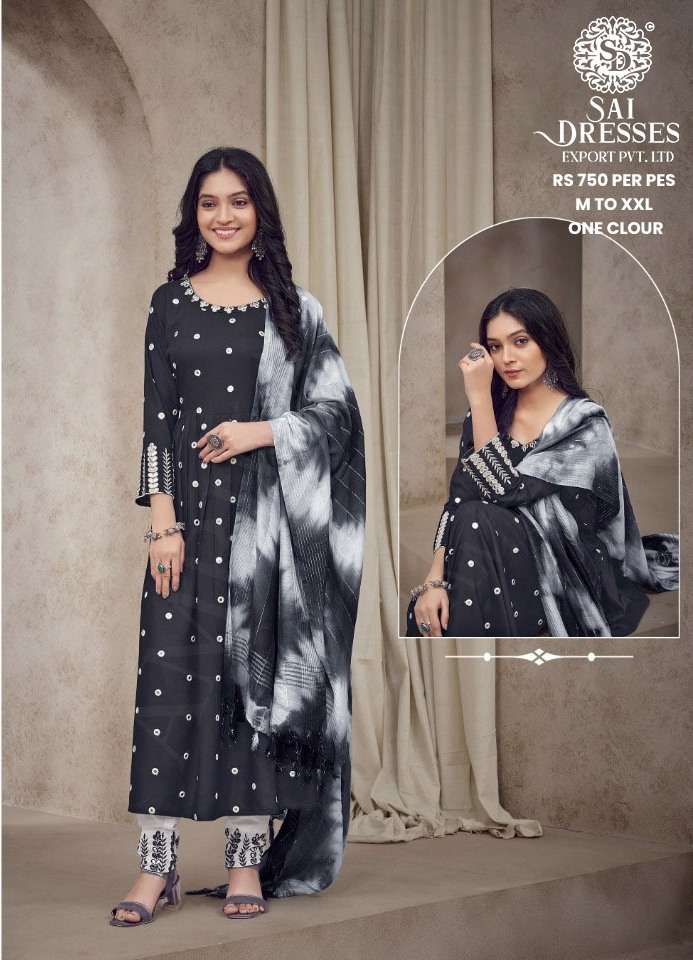 SAI DRESSES PRESENT D.NO 702 READY TO WEAR PANT STYLE DESIGNER 3 PIECE CONCEPT COMBO COLLECTION IN WHOLESALE RATE IN SURAT