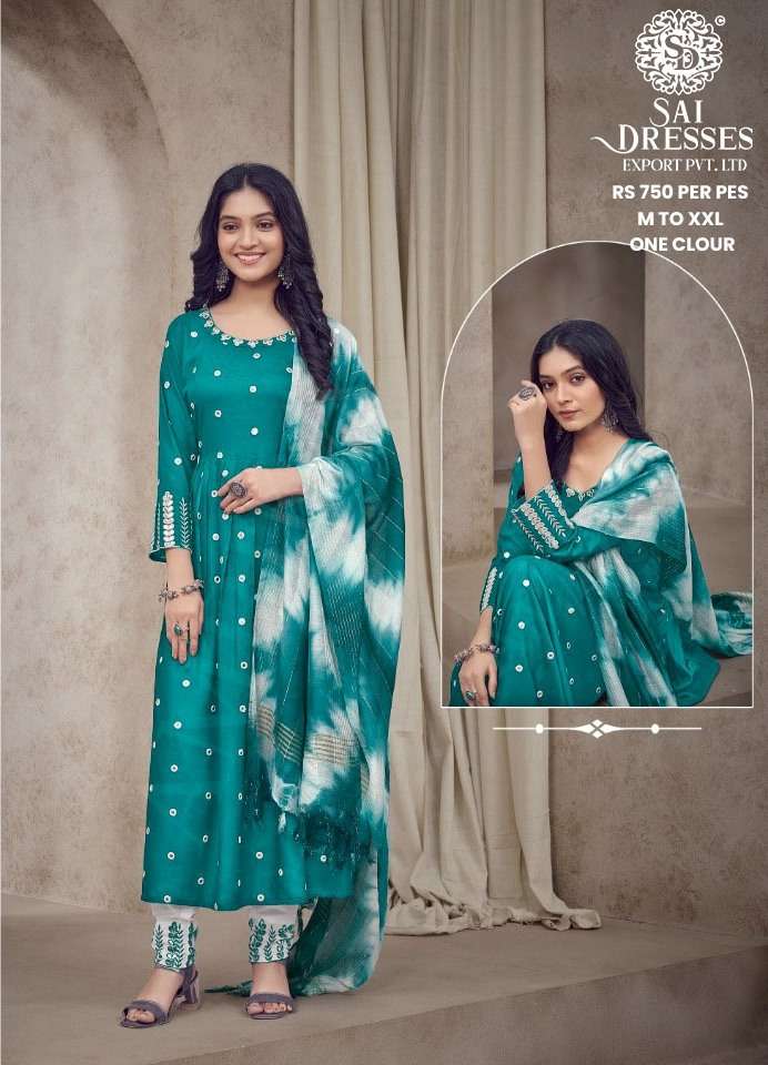SAI DRESSES PRESENT D.NO 704 READY TO WEAR PANT STYLE DESIGNER 3 PIECE CONCEPT COMBO COLLECTION IN WHOLESALE RATE IN SURAT