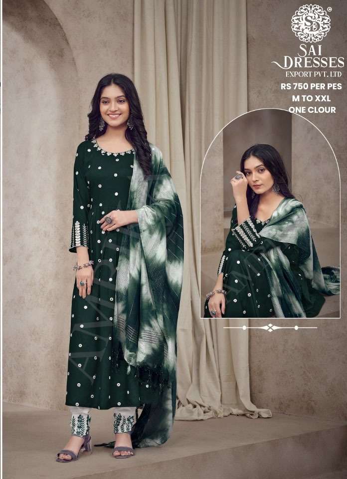 SAI DRESSES PRESENT D.NO 706 READY TO WEAR PANT STYLE DESIGNER 3 PIECE CONCEPT COMBO COLLECTION IN WHOLESALE RATE IN SURAT