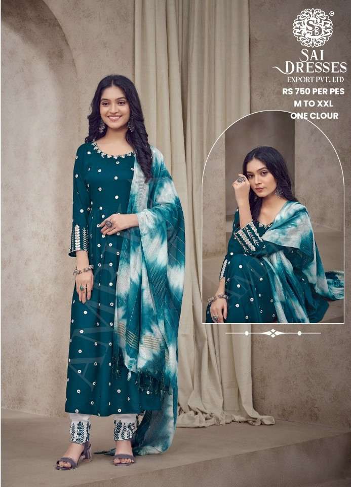 SAI DRESSES PRESENT D.NO 707 READY TO WEAR PANT STYLE DESIGNER 3 PIECE CONCEPT COMBO COLLECTION IN WHOLESALE RATE IN SURAT
