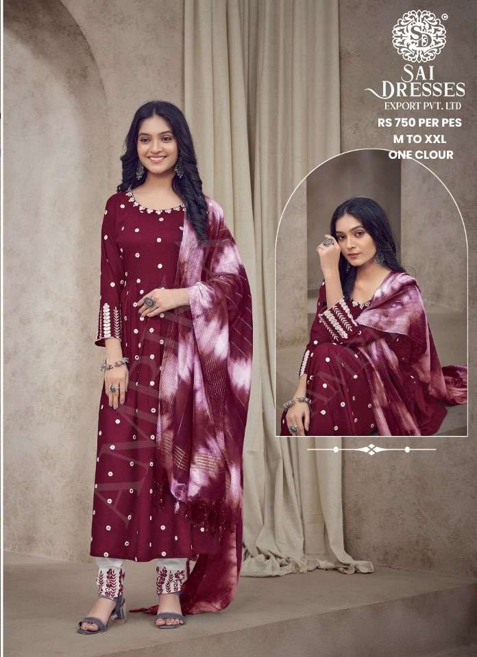 SAI DRESSES PRESENT D.NO 708 READY TO WEAR PANT STYLE DESIGNER 3 PIECE CONCEPT COMBO COLLECTION IN WHOLESALE RATE IN SURAT