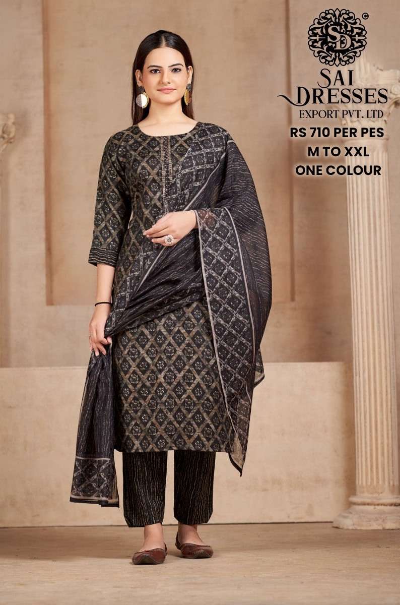 SAI DRESSES PRESENT D.NO 709 READY TO WEAR PANT STYLE DESIGNER 3 PIECE CONCEPT COMBO COLLECTION IN WHOLESALE RATE IN SURAT