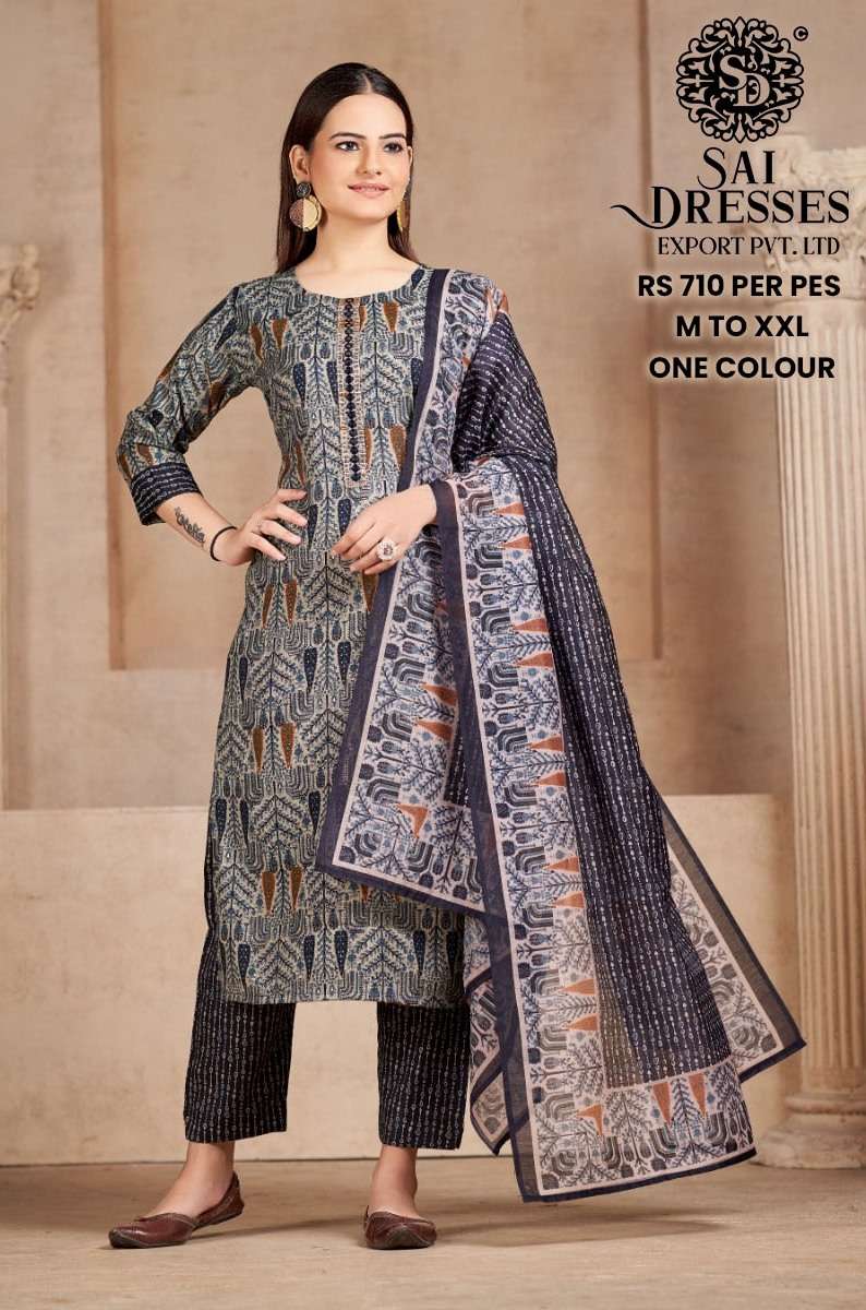 SAI DRESSES PRESENT D.NO 710 READY TO WEAR PANT STYLE DESIGNER 3 PIECE CONCEPT COMBO COLLECTION IN WHOLESALE RATE IN SURAT