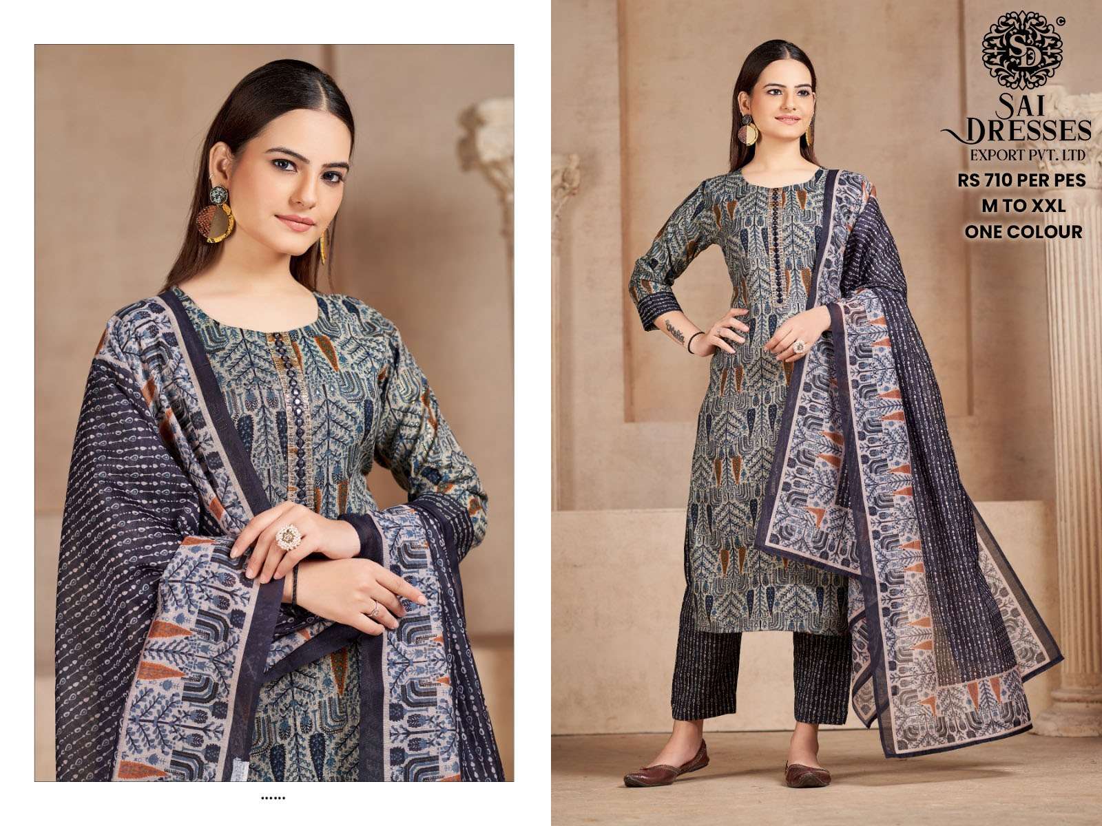 SAI DRESSES PRESENT D.NO 710 READY TO WEAR PANT STYLE DESIGNER 3 PIECE CONCEPT COMBO COLLECTION IN WHOLESALE RATE IN SURAT