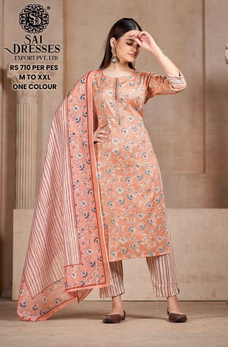 SAI DRESSES PRESENT D.NO 711 READY TO WEAR PANT STYLE DESIGNER 3 PIECE CONCEPT COMBO COLLECTION IN WHOLESALE RATE IN SURAT