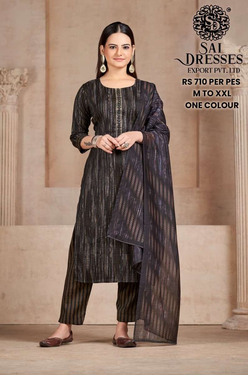 SAI DRESSES PRESENT D.NO 713 READY TO WEAR PANT STYLE DESIGNER 3 PIECE CONCEPT COMBO COLLECTION IN WHOLESALE RATE IN SURAT