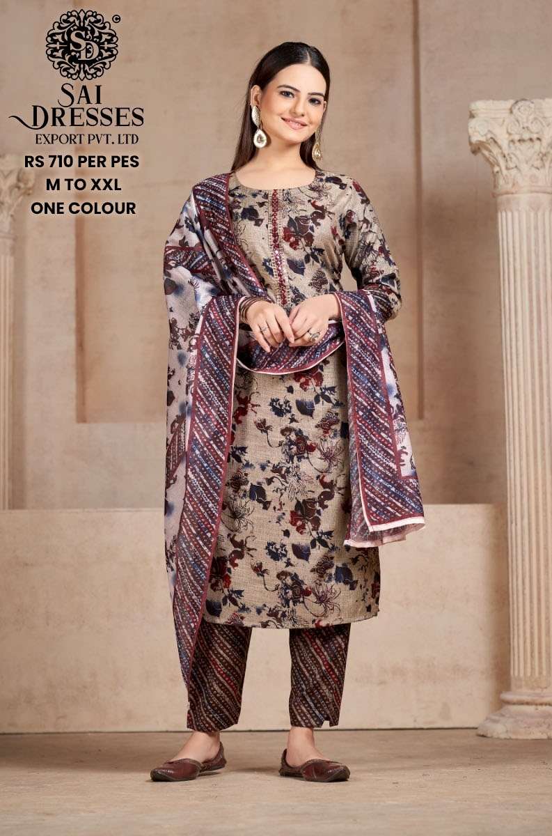 SAI DRESSES PRESENT D.NO 715 READY TO WEAR PANT STYLE DESIGNER 3 PIECE CONCEPT COMBO COLLECTION IN WHOLESALE RATE IN SURAT