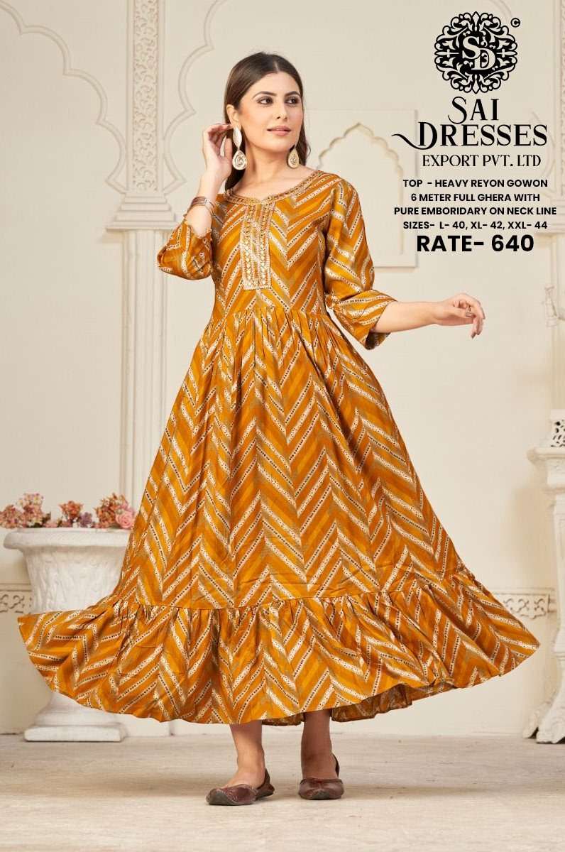 SAI DRESSES PRESENT D.NO 725 FANCY LONG DESIGNER KURTI COMBO COLLECTION IN WHOLESALE RATE IN SURAT