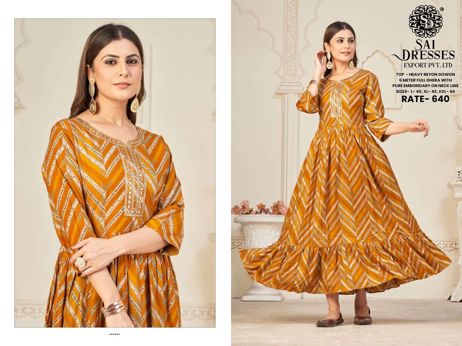 SAI DRESSES PRESENT D.NO 725 FANCY LONG DESIGNER KURTI COMBO COLLECTION IN WHOLESALE RATE IN SURAT