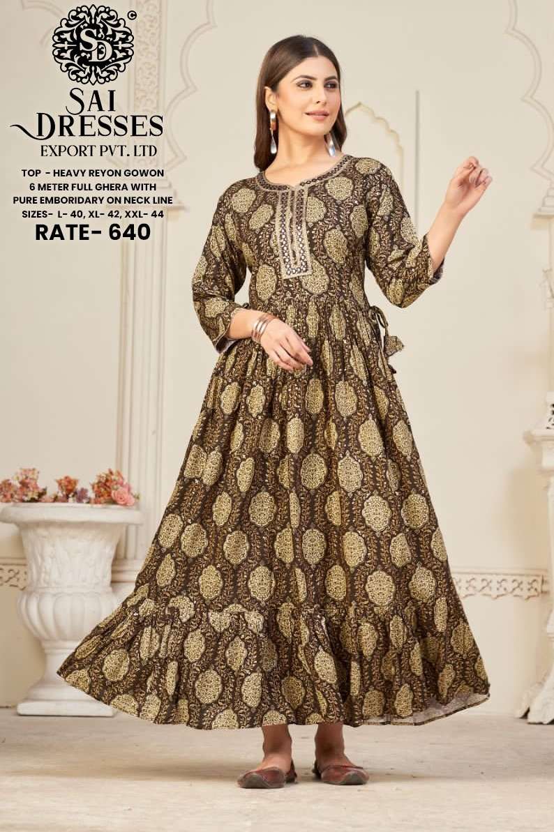 SAI DRESSES PRESENT D.NO 727 FANCY LONG DESIGNER KURTI COMBO COLLECTION IN WHOLESALE RATE IN SURAT