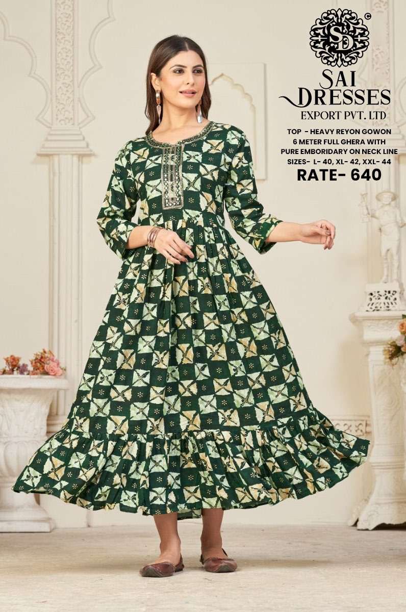 SAI DRESSES PRESENT D.NO 730 FANCY LONG DESIGNER KURTI COMBO COLLECTION IN WHOLESALE RATE IN SURAT