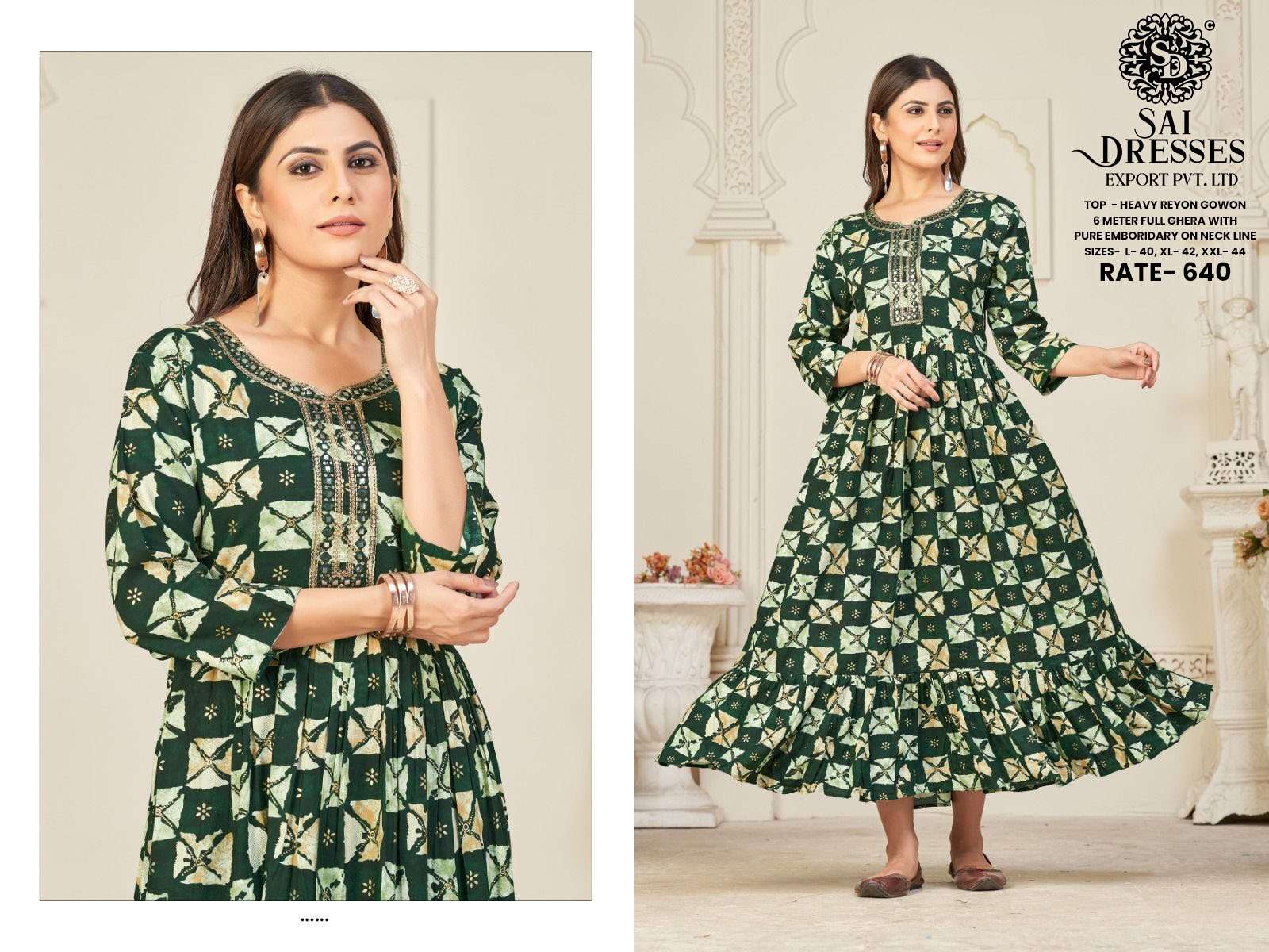 SAI DRESSES PRESENT D.NO 730 FANCY LONG DESIGNER KURTI COMBO COLLECTION IN WHOLESALE RATE IN SURAT