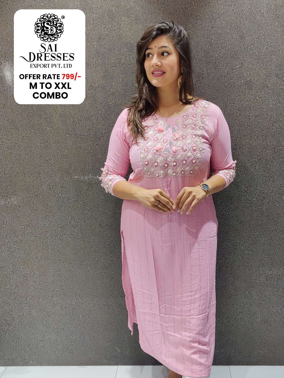 SAI DRESSES PRESENT D.NO SD15 HEAVY HANDWORK DESIGNER KURTI COMBO COLLECTION IN WHOLESALE RATE IN SURAT