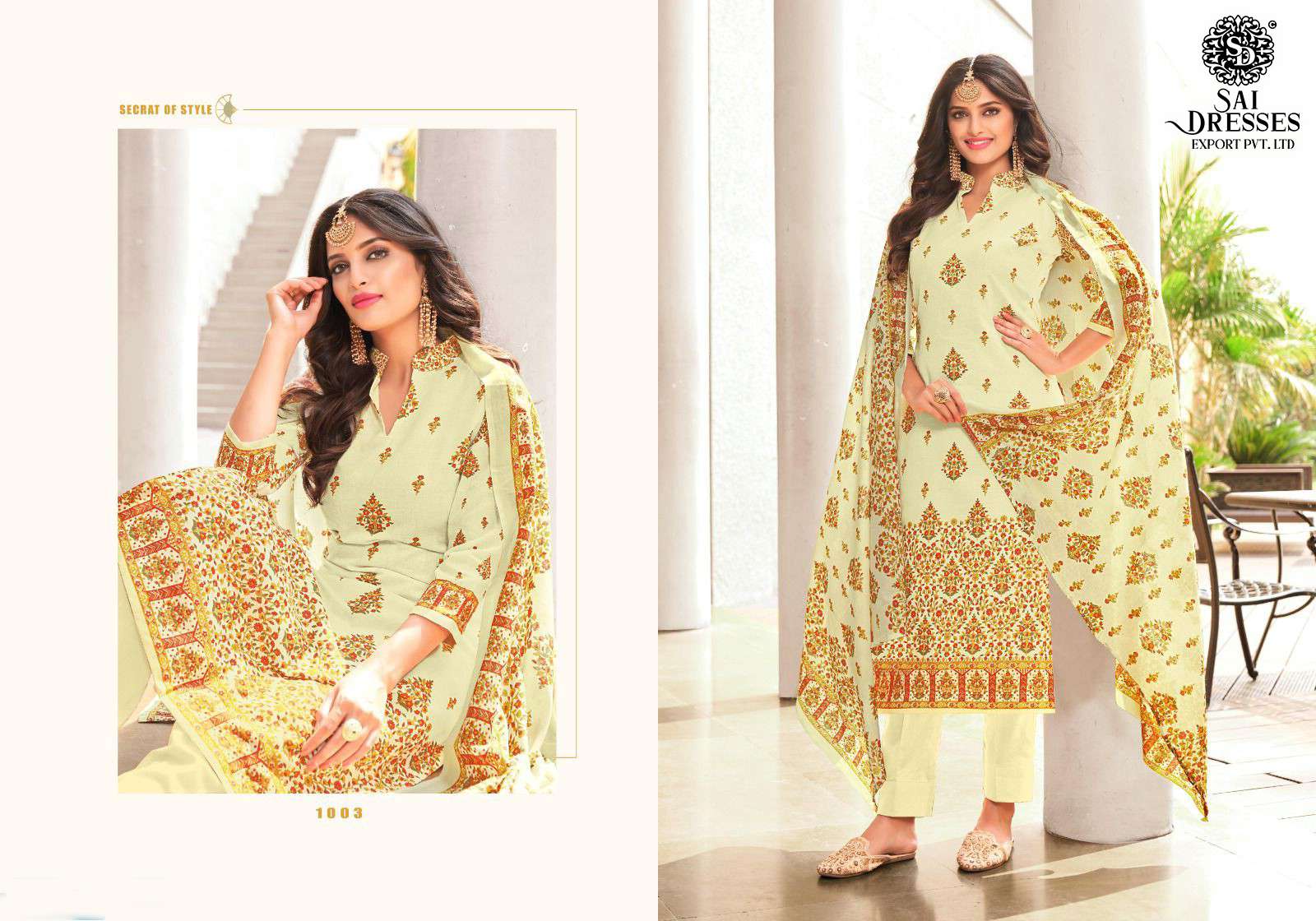 SAI DRESSES PRESENT FEMINA SUMMER WEAR PURE COTTON PRINTED SALWAR SUITS IN WHOLESALE RATE IN SURAT