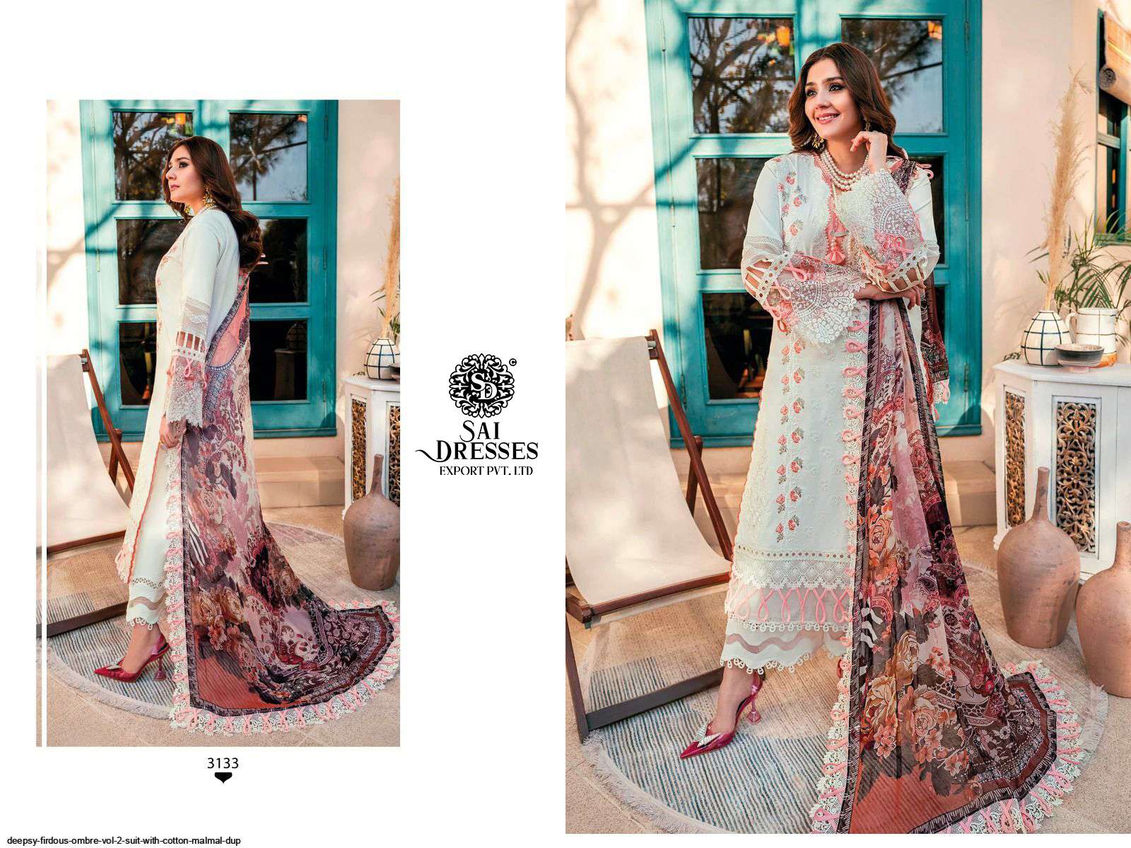 SAI DRESSES PRESENT FIRDOUS OMBRE VOL 2 SUMMER WEAR SELF EMBROIDERED FANCY PAKISTANI DESIGNER COLLECTION IN WHOLESALE RATE IN SURAT
