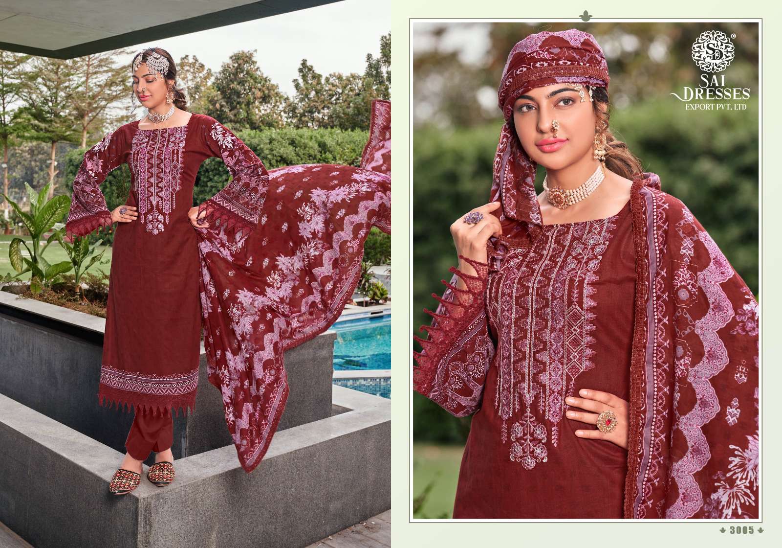 SAI DRESSES PRESENT MUSHQ PRINT WITH EMBROIDERED PAKISTANI SUMMER COLLECTION IN WHOLESALE RATE IN SURAT