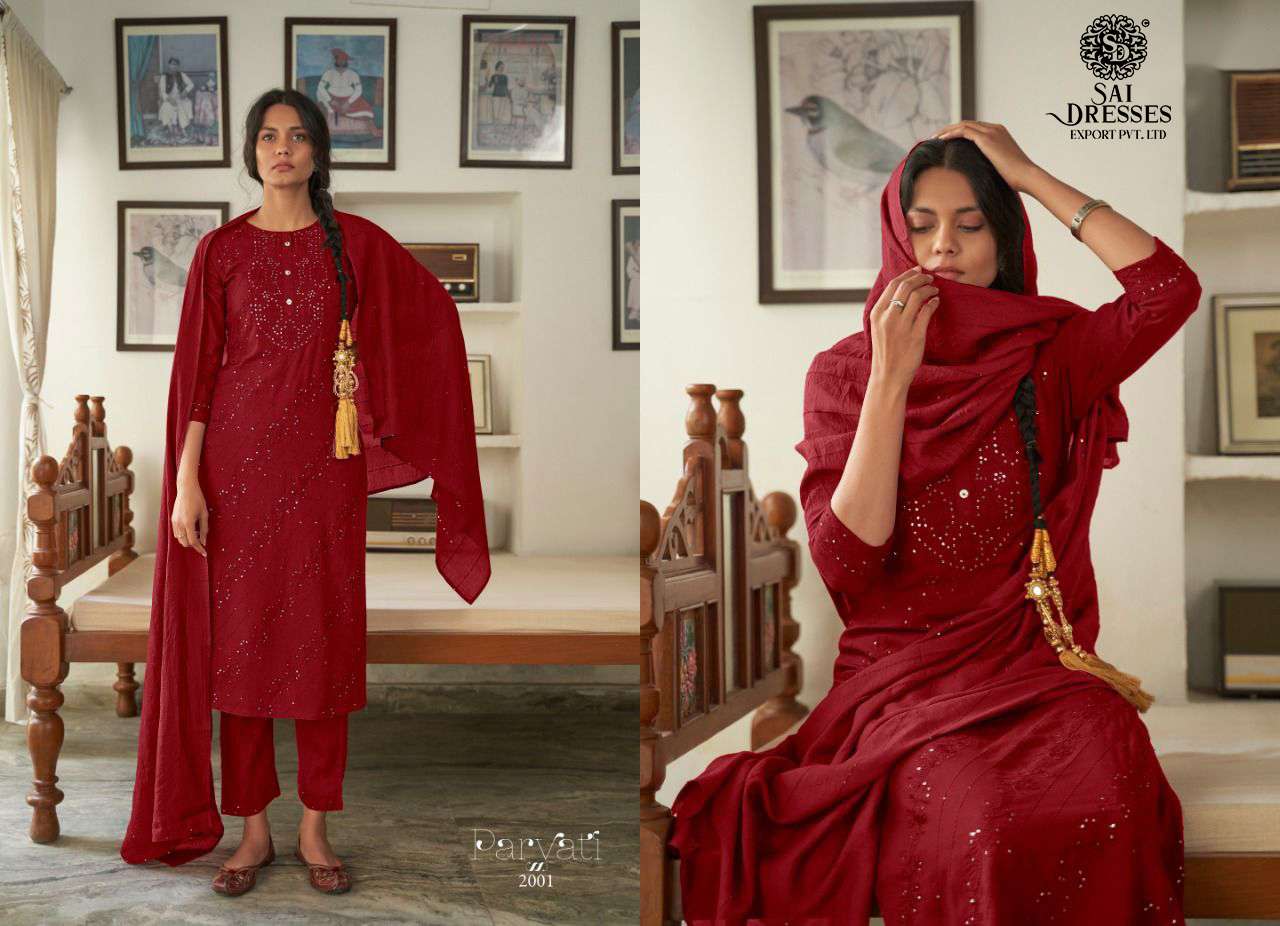 SAI DRESSES PRESENT PARVATI VOL 2 READY TO ETHNIC WEAR PANT STYLE DESIGNER SUITS IN WHOLESALE RATE IN SURAT